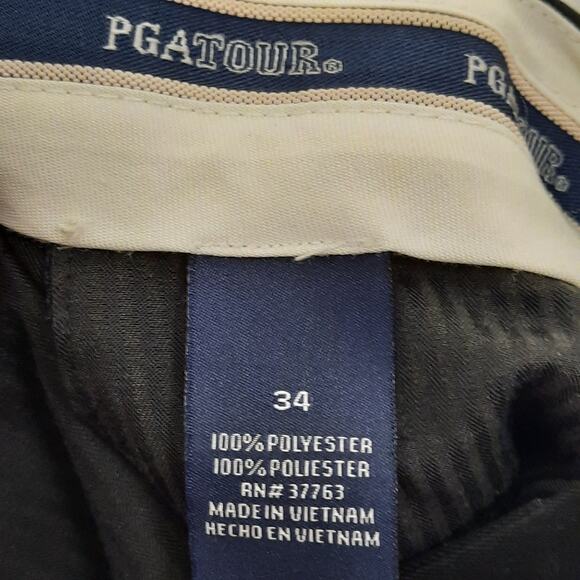 PGA Tour Golf Shorts Men’s 34 Black Flat Front Moisture Wicking Polyester - Picture 6 of 6